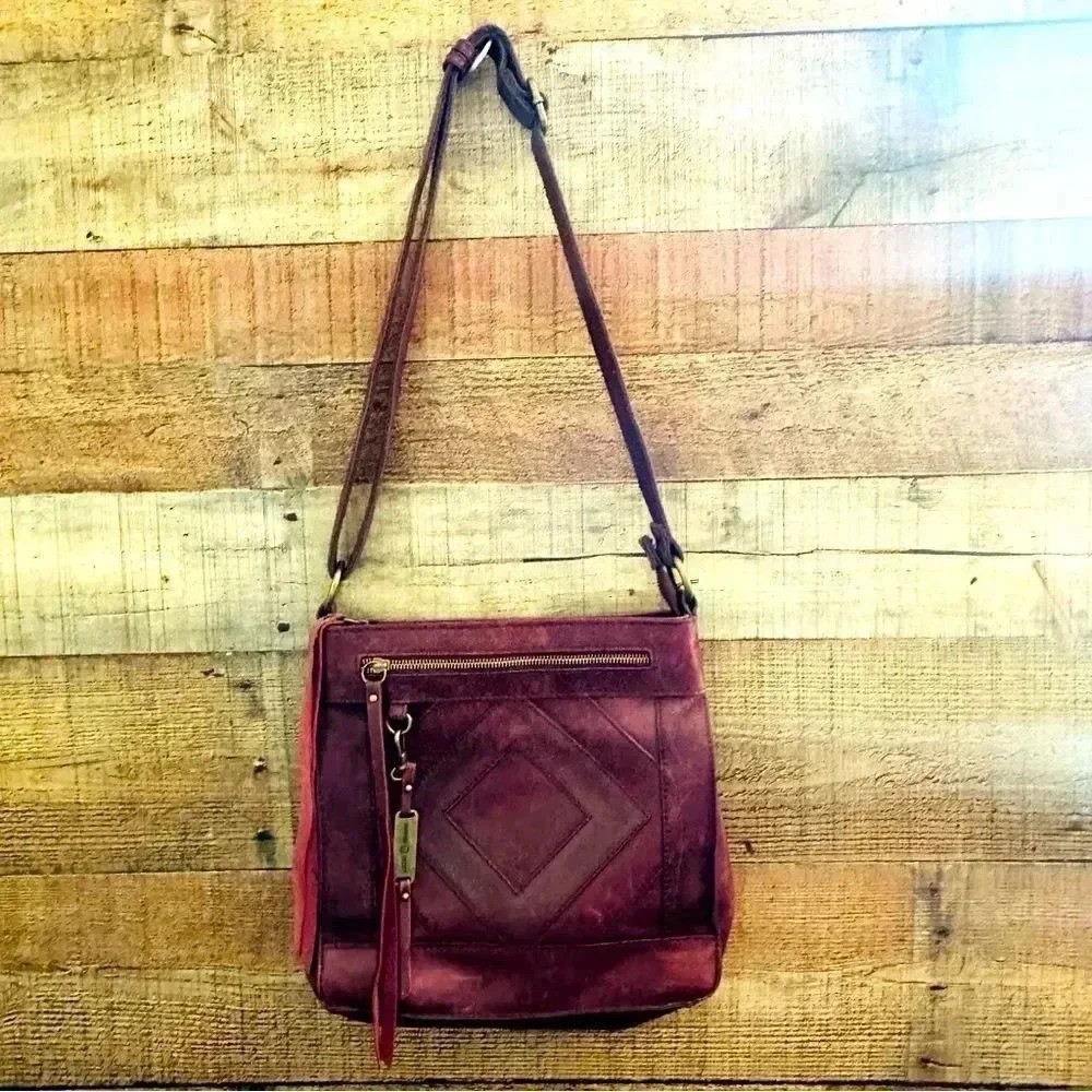 Lucky Brand Boho Distressed Leather Patchwork Crossbody Bag